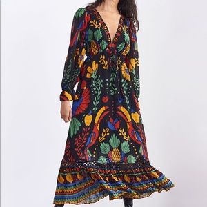 Anthropologie Georgette maxi dress black motif NWT